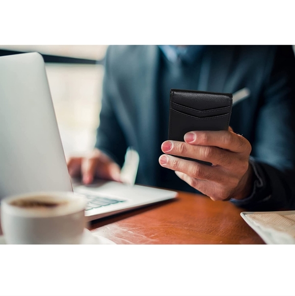 Slim Minimalist Money Clip for Men Wallet, Mini Bifold Pocket Wallet ID Window.. - Picture 6 of 8